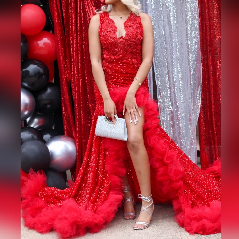 Elegant Red Sequin Gown